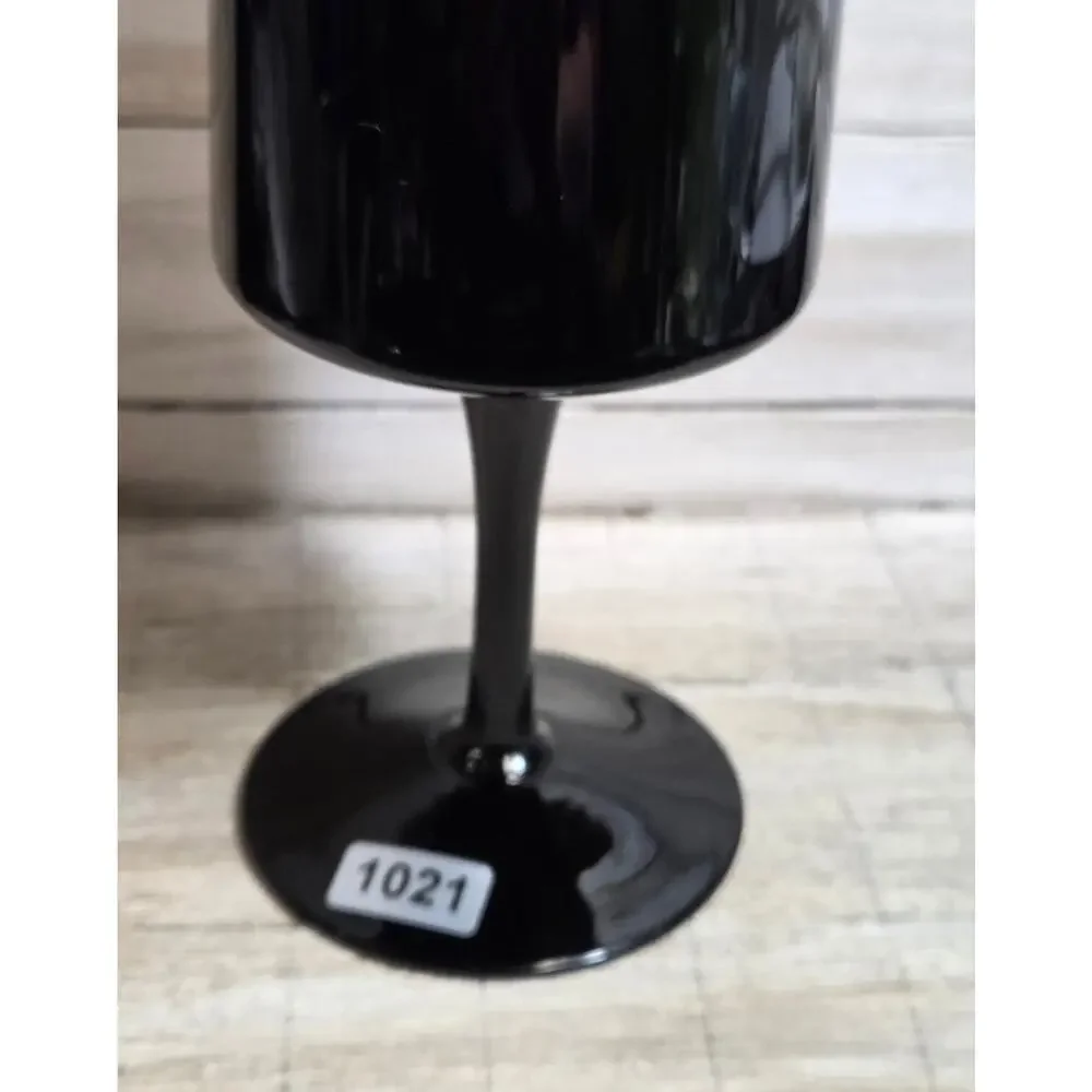 Vintage Lenox Venture Black Wine Glass Platinum Rim 6 1/4